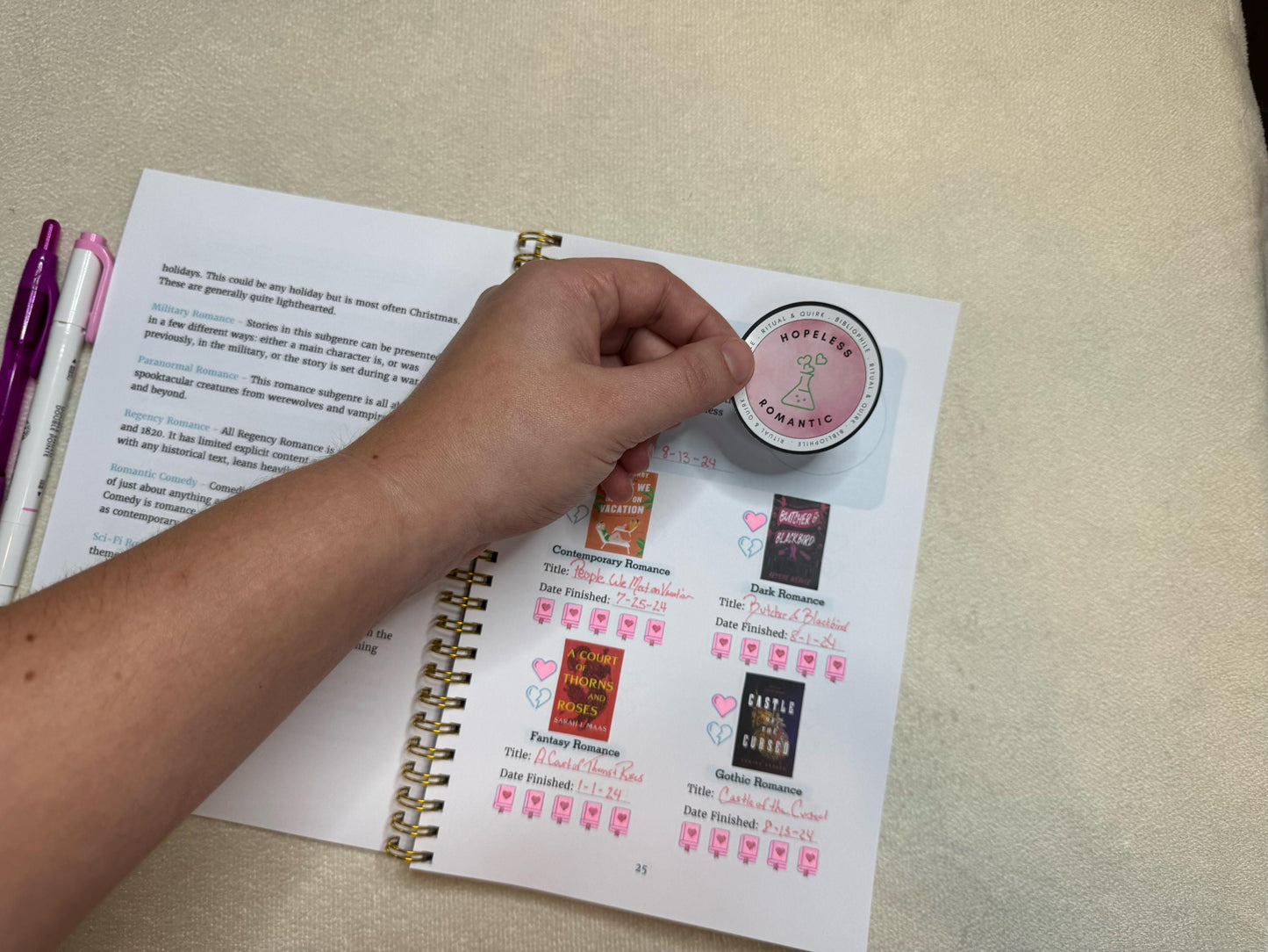 Reading Journal With Challenges, Book Tracker, Book Log, Gift for Readers, Booklover Gift, Bookish Notebook, Reader, w/ 29 Book Stickers